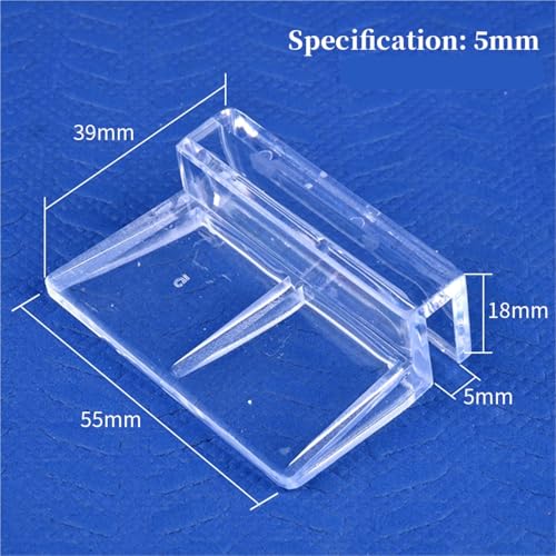 Aquarium lid Clips 16pcs 5/6/8/10/12mm Aquarium Acrylic Clips Glass Cover Support Holders Transparent Fish Tank Cover Plate Bracket Aquarium Accessories(5mm) - color: 5mm
