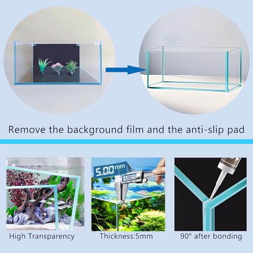 3.5 Gallon Fish Tank 30 * 30 * 15CM- Low Iron Glass Aquarium with Non-Slip Mat, Background Paper & Corner Protectors | Betta, Turtle, Shrimp Habitat Kit | Beginner Friendly Small Aquarium - size: 30*30*15CM