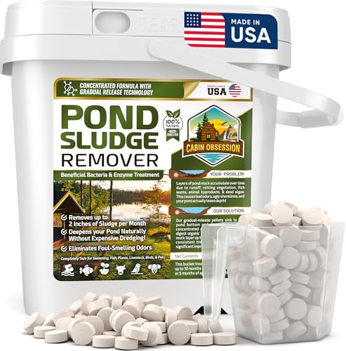 Pond Sludge Remover – 5 Pounds Beneficial Pond Bacteria & Enzyme Treatment - 100% Natural Muck Digester – Safe for All Aquatic Life and Recreation - Made in The USA - size: 10 Scoops