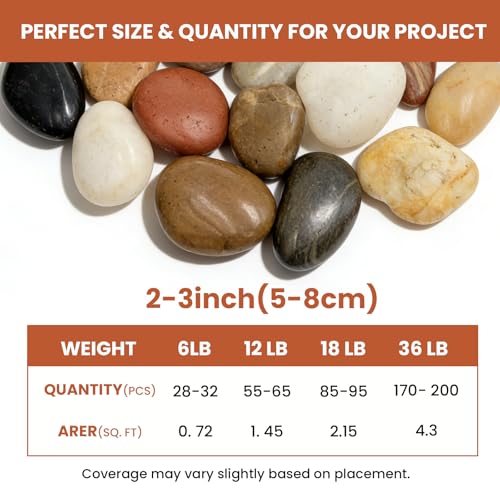 12lbs Polished River Rocks for Landscaping, 2-3 Inch Mixed Pebbles for Garden, Decorative Stones for Plants, Potted Succulents, Fish Tank, Aquarium Decor, Outdoor Yard & Walkways - size: 12lb, style: colorful