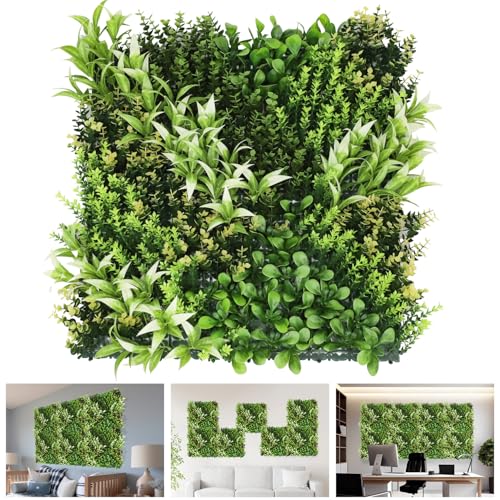 TANG 20"x20"-1PC Artificial Greenery Boxwood Panels Grass Wall Panel, Faux Privacy Fence Ivy Screens Backdrop Fake Hedge for Indoor Outdoor Wedding Décor, Style-13 - color: 20"x20" Panel-13, size: 20"x20"