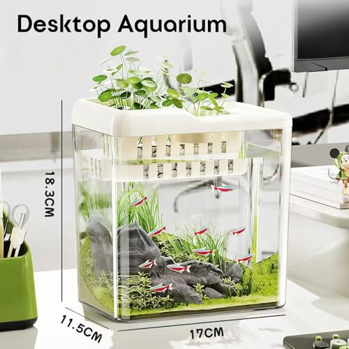 Fish Tank, 0.85 Gallon Easy to Maintain Small Aquarium for Betta,Snails, Shrimp and Aquatic Planting. - color: Transparent, size: 0.85 Gallon