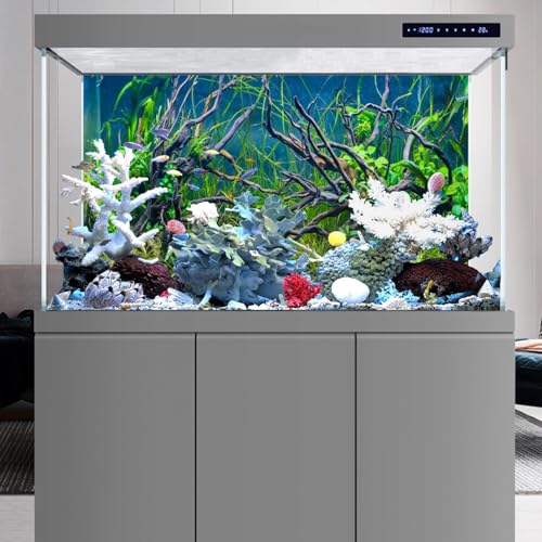 AWERT 72x24 inches Tropical Fish Tank Background River Bed & Lake Aquatic Plant Undersea Tree Branch Aquarium Background Vinyl - size: 72x24in/180x60cm