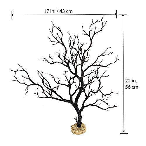 CURRENT USA Black Manzanita Branch 22-inch Tall with Weighted Base | Tree Branches Molded Aquarium Decor Decoration Fake Artificial Fish Tank Ornament for Freshwater or Saltwater (7817) - color: Black