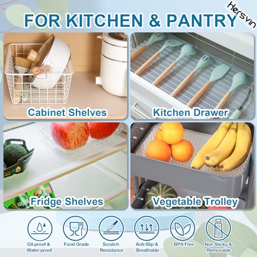 Hersvin Shelf Liners, 23.6x196.9 Inch EVA Non-Adhesive Drawer Mats, Cupboard Pad, Kitchen Cabinet Lining Fridge Cushion for Home Office (Clear/Dot, 60x500cm) - color: Clear Dot, size: 23.6"W x 197"L