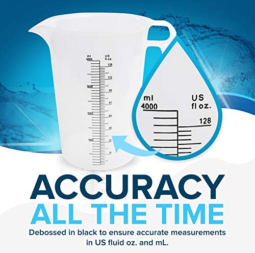 ACCUPOUR 8oz (250 mL) Measuring Pitcher, Plastic, Multipurpose - Great for Chemicals, Oil, Pool and Lawn - Ounce (oz) and Milliliter (mL) Increments (1 cup) - size: 8oz