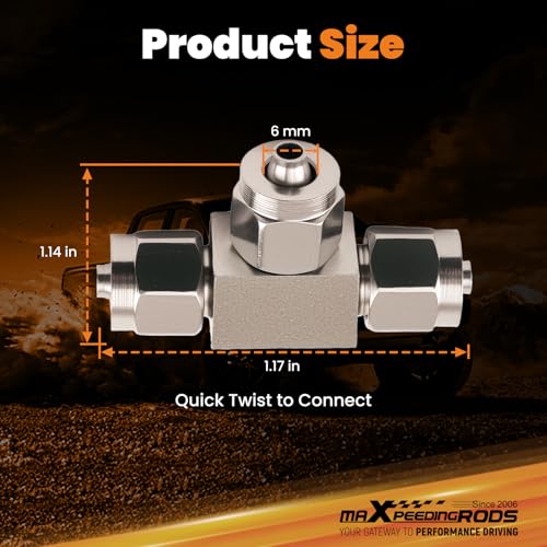 maXpeedingrods 6 mm OD Air Line Fittings, Quick Connect Air Hoes Fittings, 3 Way Stainless Steel Union Tee Replacement for Air Suspension Kit & Air Compressor Kit for Trucks Vans, 2 Packs - style: Quick Connect