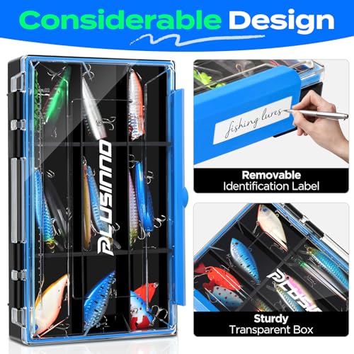 PLUSINNO Tackle Box Organizer, 1/2 Packs Waterproof Tackle Trays, Fishing Tackle Box with Removable Dividers, Fishing Box Tackle Trays and Terminal Tackle Storage - style: 3600-2 Pack