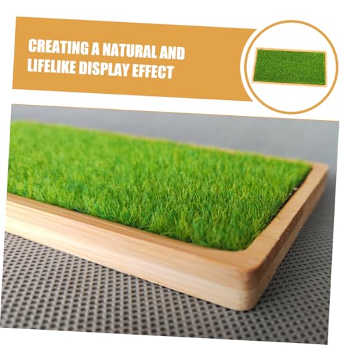 Garneck Resin Ornament Display Stand Tray and Artificial Grass Mat for Handicrafts Figures Dolls and Jewelry Organization Home Decor