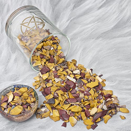Crocon 1 LB Crushed Mookaite Jesper Chips Bulk Stones 2000+ Carats Natural Quartz Pieces Irregular Shape Gemstones House Warming Gifts New Home and Chakra Healing Crystals Home D�cor Gifts for Women - color: Mookaite Jesper, size: 1 Pound