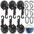 Hlogree 6PCS Heavy Duty Suction Cups Anchor with Hooks,Vacuum Suction Cup Camping Tie Downs with 6PCS Aluminum Buckle,Outdoor Strong Suction Cup Wall Anchor for Camping Tarp Accessory,Car Side Awning