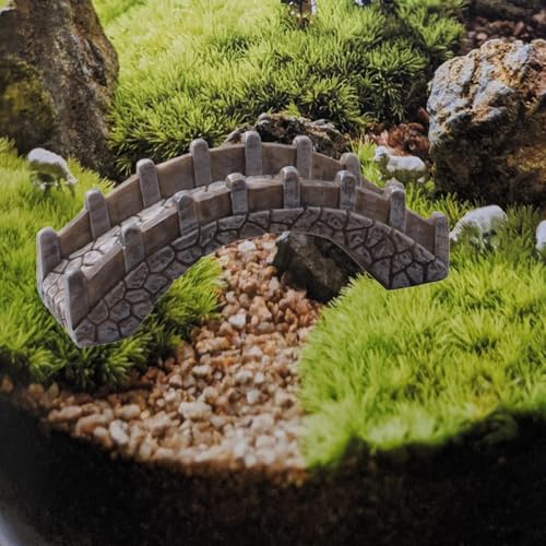 Miniature Arch Bridge Figurine Fish Tank Decor Decorative Fairy Garden Accessories Resin Flowerpot Decor Aquarium Ornament, with Railings - size: with Railings