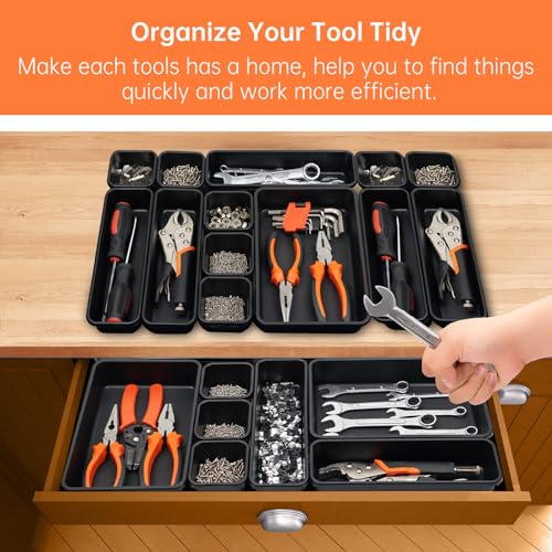 45 Pack Tool Box Organizer Tray Divider, Toolbox Desk Drawer Organizer,Garage Organization Storage for Rolling Tool Chest Cart Cabinet Workbench Workshop Small Parts Widget Tool Organizer Black - color: 45PCS - Black, size: 3 - Sizes