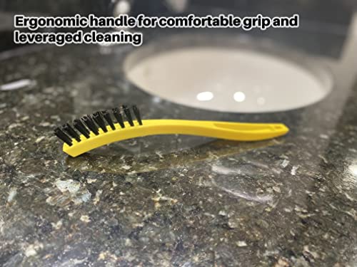 Rubbermaid Commercial Products Tile and Grout Brush, Black, Cleaning Scrubbing Brush, Multi-Surface for Grout, Bathrooms, Kitchens, Countertops, 8.5" (Pack of 2) - size: 8.5" (Pack of 2)