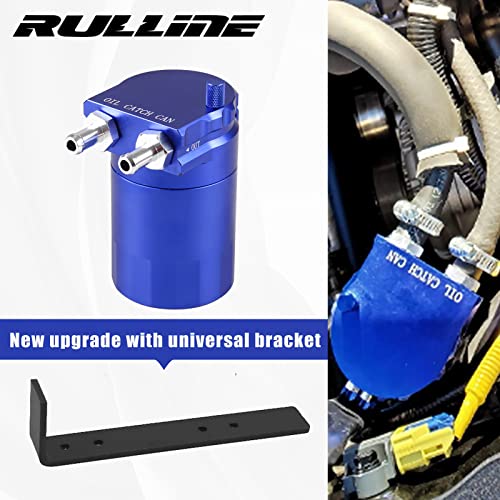 RULLINE Oil Catch Can Universal Baffled Catch Can Kit with Upgraded Braided Fuel Hose , with Bracket , 350ml Air Oil Separator Tank for PCV System Aluminum Blue - color: Blue, size: Upgraded version with bracket