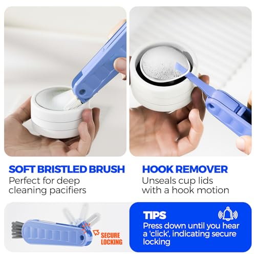 6 Pack Holikme 4 in 1 Cup Lid Cleaning Brush Set with 3 Straws, Multifunctional Bottle Brush, Silicone Cup Lid Gap Cleaner, Durable Bristle Crevice Cleaning Brush, Blue & Yellow & Red - color: Blue & Yellow & Red