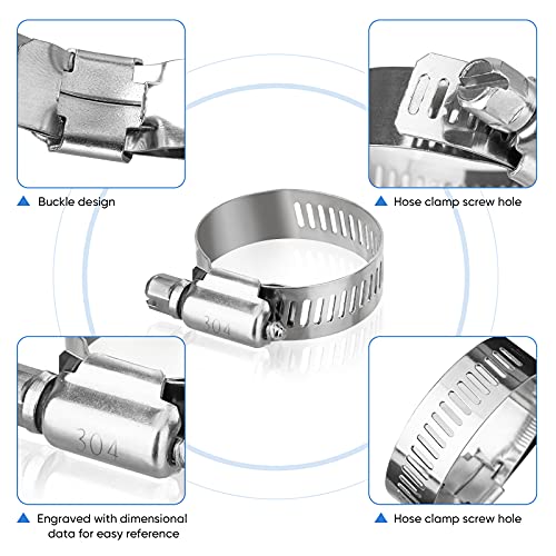 TICONN 20PCS Hose Clamp Set - 1-1/4'' – 1-23/32'' 304 Stainless Steel Worm Gear Hose Clamps for Pipe, Intercooler, Plumbing, Tube and Fuel Line - size: SAE #16 20PCS 1-1/4"~1-23/32"