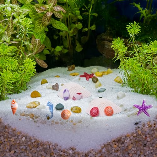 Angoily Fake Seashells 48PCS Mini Resin Sea Animals Figures, Micro Landscape Ornaments, Marine Creatures Decorations for Crafts Aquarium, Terrarium, DIY Beachy Home Decor