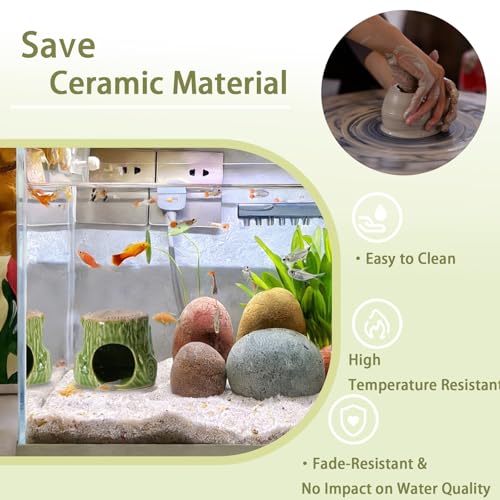 Aquarium Decor Cave Betta Fish Aquarium Accessories Ornaments Hiding Cave Wooden Stake Shape Hideout for Shrimp Cichlid Hermit Crab, Octopus Hiding Breeding for Tank (Green) - color: Light Green