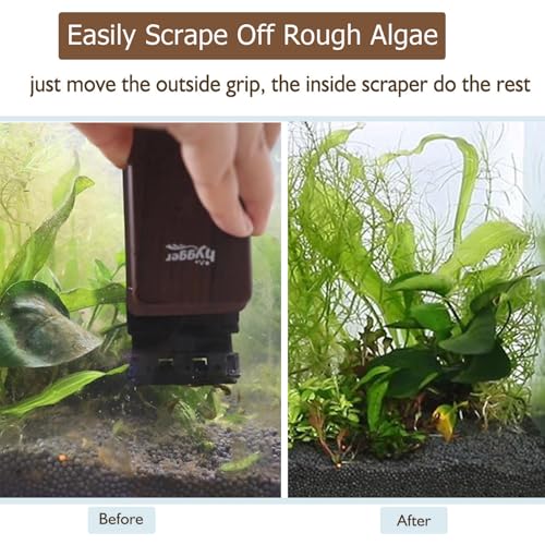 hygger Aquarium Strong Magnetic Cleaner Algae Magnet Cleaning Tool with Scraper Floating Brush for Fish Glass Tank M - style: For 3/8" to 3/5" thickness Glass Tank