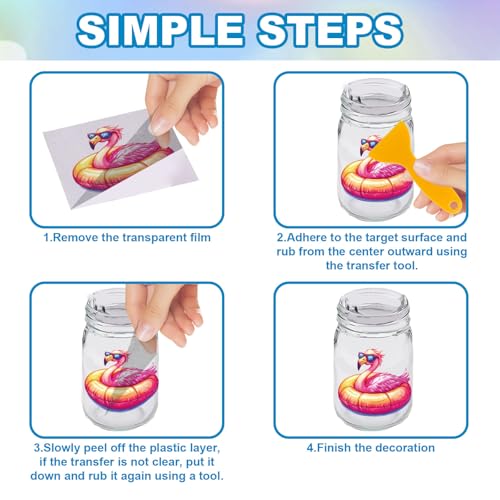 GLOBLELAND 18 Sheets Summer Flamingo Rub on Transfer 3.9x3.6inch Colorful Pineapple Vase Home Decals Sunset Turtle Cup Transfer Stickers for Furniture Vase Glass Art Crafts Decorations - style: Summer Flamingo