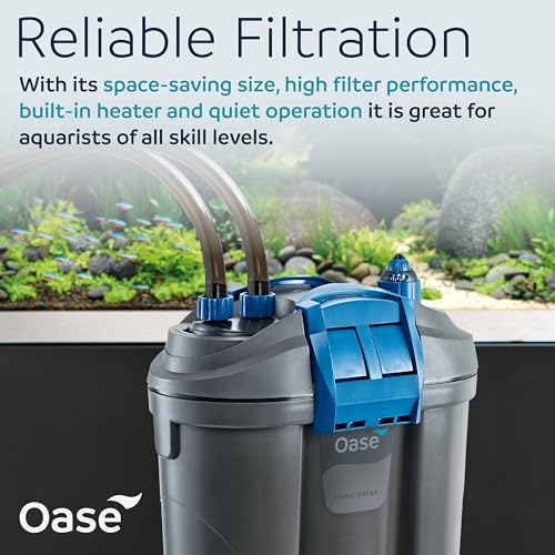 Oase FiltoSmart Thermo 200 Canister Filter for Aquariums – Quiet, Space-Saving External Multi-Stage Filter, Integrated Heater, No-Mess Maintenance, For Freshwater & Saltwater Tanks Up to 55 Gallons - style: Filtosmart Thermo 200