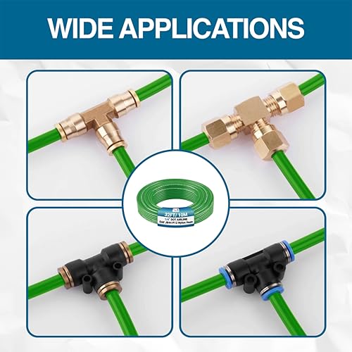 Utah Pneumatic 1/4" Dot Air Line Sae J844 Pa12 Nylon Tubing For Air Suspension, Industrial Automation, Workshop Air Systems, Misting & Fluid Transfer Green - 10 Meters (32.8ft) - color: Green, size: 1/4" x 32.8 Feet