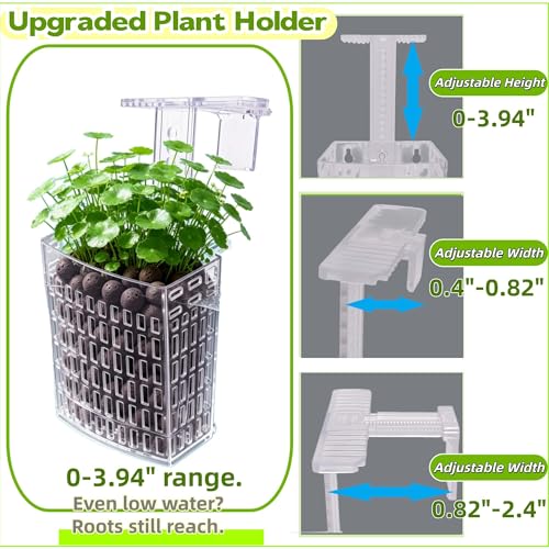 2 Pack Upgraded Aquarium Plant Holder, Adjustable Width and Height Hook Fish Tank Plant Holder with Suction Cup for Aquascape Decor (Transparent) - color: Transparent
