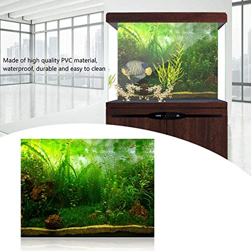 Aquarium Fish Background Poster PVC Adhesive Decor Paper Green Water Grass Aquatic Like Real(24.02x11.81in)