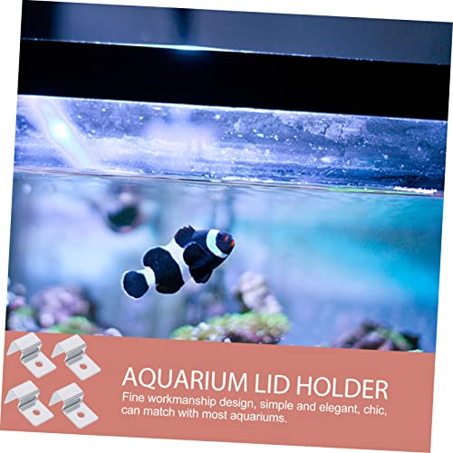 balacoo 4pcs Stainless Steel Aquarium Lid Racks Fish Tank Cover Holders for Glass Easy to Install and Support for Cleaning and Water Changes