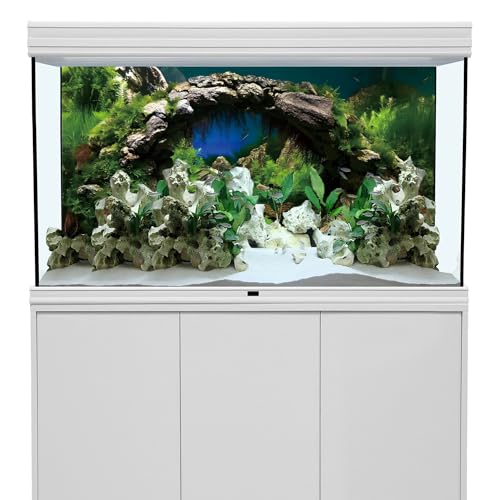 AWERT 48x24 inches Arch Stone Aquarium Background River Bed & Lake Aquarium Vinyl Background Aquatic Plant Fish Tank Background