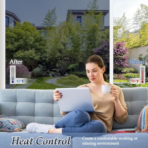 Niviy One Way Window Privacy Film with Installation Tools Window Tint for Home See Out Not in Effect Anti UV Heat Control Glass Door Film for Home Office (Black Silver 11.8" x 78.7") - color: Black Silver, size: 11.8'' x 78.7''