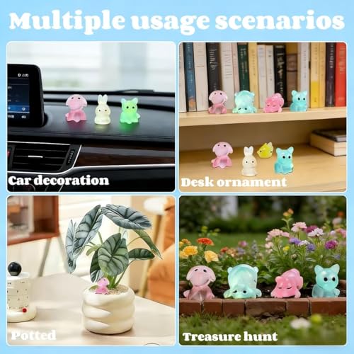 50Pcs Glow in The Dark Mini Resin Animals, Mystery Blind Bags – Luminous Farm Ocean Animal Miniatures for Fairy Garden & Aquarium Decor, Cute Collectible Figures and Surprise Gifts - color: Blue
