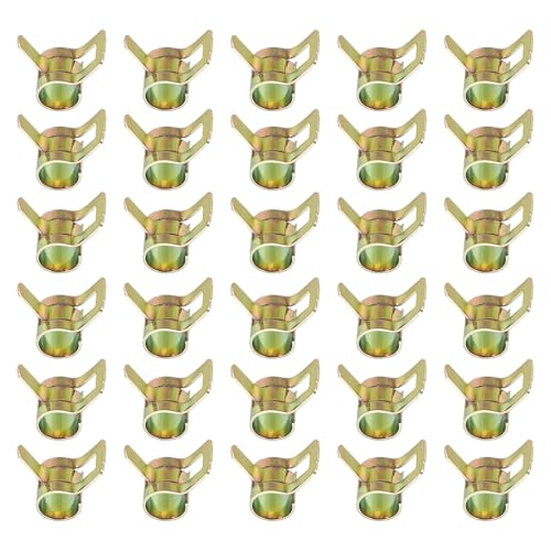 PATIKIL Spring Band Hose Pipe Clamps for 6-6.8 mm OD Hose, 30 Pack Silicone Vacuum Constant Tension Band Clips for Fuel Line Silicone Air Hose Tube Water Pipe, Gold - size: 6-6.8 mm