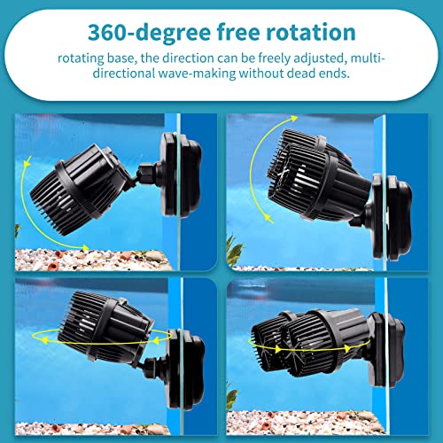 hygger 2100GPH Double Head Aquarium Wave Maker, Quiet 5W Aquarium Circulation Pump, with Strong Magnetic Suction Base, 360°Adjustable Power Head, for 40~110 Gal Tank - size: 2100GPH 5W, for 40~110Gal