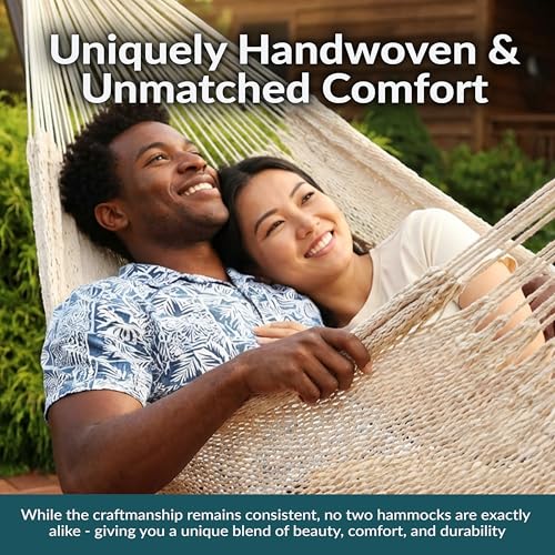 Sunnydaze Handwoven XXL Thick Cord Mayan Double Hammock for Outside - 625-Pound Capacity Heavy-Duty Outdoor Hammock - Natural - color: Natural