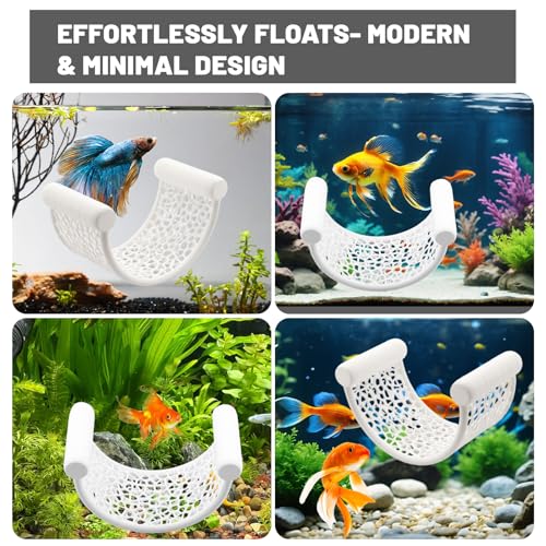 White Betta Fish Hammock,Betta Fish Tank Accessories Decorations,Safe Floating Aquarium Rest Ledge for Bettas,Nano Fishs,Small Fish Shrimp (White) - color: Jade White