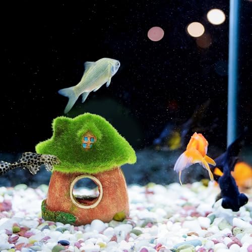 Happyyami Betta Fish Tank Hideout Aquarium House Compact Fish Shelter Decorative Ornament for Small Aquariums and Betta Tank Decor