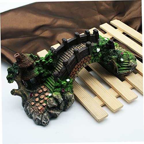 Small Fish Tank, 1pc Magical Aquarium Resin Decoration Colorful Bridge Pavilion Tree Rockery for Fish Tank, Stand
