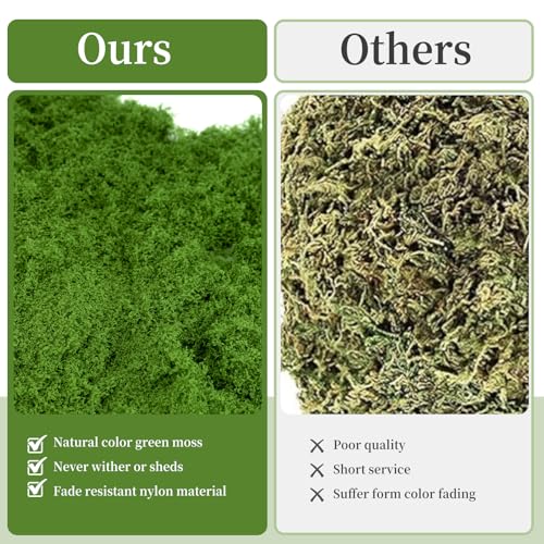 Fake Green Moss for Potted Plants,Artificial Moss for Crafts Indoor,DIY Table Decorating Fairy Garden Accessories Wedding Party Floral Decor Outdoor(Dark Green 5.3oz) - color: Dark Green 5.3oz