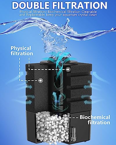 Moonorange Aquarium Bio Sponge Filter Kit, Super-Quiet Submersible Fish Tank Foam Filter with 1 Spare Sponge and Full Accessories, Suits Tanks Within 110 Gallon (L Kit)