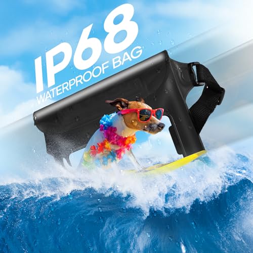 Waterproof Bag for Beach, Waterproof Pouch for Phone Passport Purse, Fanny Packs for Women, Floating Dry Bags for Cruise Ship Travel Water Park Surfing Boating Fishing Black 2 Pack - color: Black&Black
