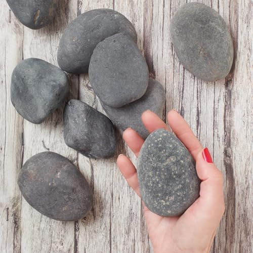 Flat River Rocks for Painting Vase Filler Aquarium Gravel Grey, Large 5 lbs - Landscaping Pebbles for Indoor Plants, Fish Tank Gravel, Terrarium & Home Decor, Painting, DIY & Crafting – Royal Imports - size: Large - 5 lbs, style: Grey