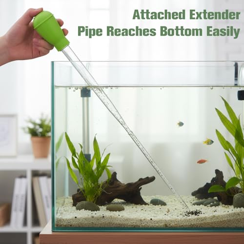 Long Turkey Baster for Aquarium Water Changer Siphon Waste Remover Coral Fish Feeder Waste Clean Tool Manual Acrylic Pipette Suction Dropper with Extension Pipes for Fish Tank Cleaning Pipette