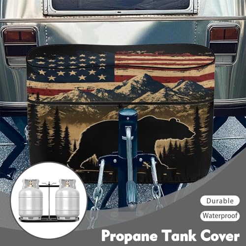 American Bear Double 20lb RV Propane Tank Cover Replacement Covers for RV/Trailer/Camper, RV Parts RV Accessories Sun Protection - color: American Bear, size: S(20LB)