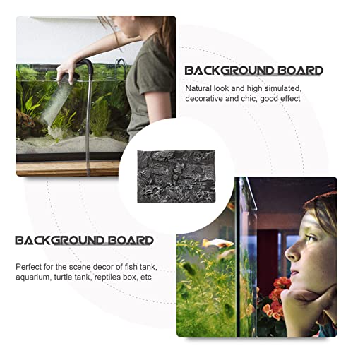 Kisangel 17.7x11.8 Inch Rock Terrarium Background, 3D Reptile Tank Backdrop Board for Bearded Dragon, Lizard, Gecko, Snake Habitat, Realistic Climbing Wall Decor, Dark Grey - color: Dark Grey