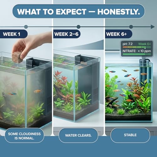 EcoBio-Block Natural Volcanic Rock for Aquarium Water Clarity & Balance — Low-Maintenance Alternative to Weekly Additives — for Freshwater Fish, Turtles, Shrimp & Frogs (Small, 8-16 gal) - size: 1 Pack, style: Small