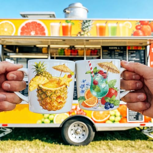 Peacoblue 18 Sheets Rub on Transfers for Crafts, Summer Juice Drinks 3.6"x3.9" UV DTF Cup Wraps Waterproof Cold Transfers Stickers for Wood Glass Metal Cup Tumblers Mirrors Mugs Home Decor - style: Summer Juice Drinks