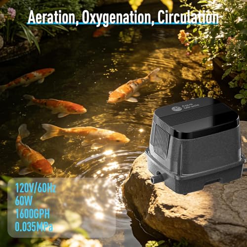 AquaMiracle Linear Air Pump ZP-40/ZP-60/ZP-100 for Pond Aeration, 635/950/1600GPH Septic Air Pump Pond Aerators for Outdoor Ponds, Waste Treatment, Aquarium, Fish Farm, Seafood Restaurant - style: 1600GPH(100LPM)