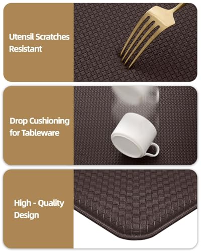 Color&Geometry Anti Fatigue Cushion Kitchen Mat for Floor -24"x59",Wide,Easy Clean, Water & Oil Proof, Anti Slip, Foam Rubber Runner Rug for Front Sink Comfort Standing,Brown - color: Brown, size: 59"L x 24"W x 0.4"Th